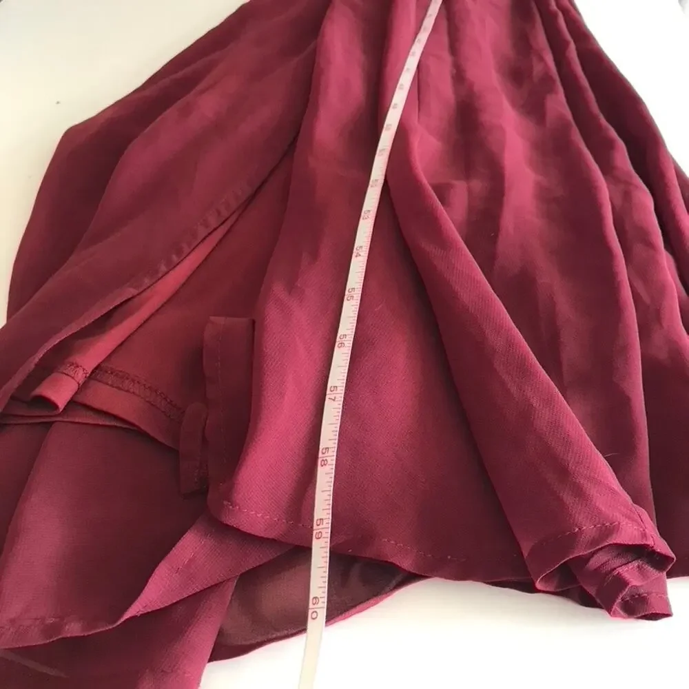 Lulus Dress Large Burgundy Adorning Glances Ruffles‎ Resort Wedding Formal READ